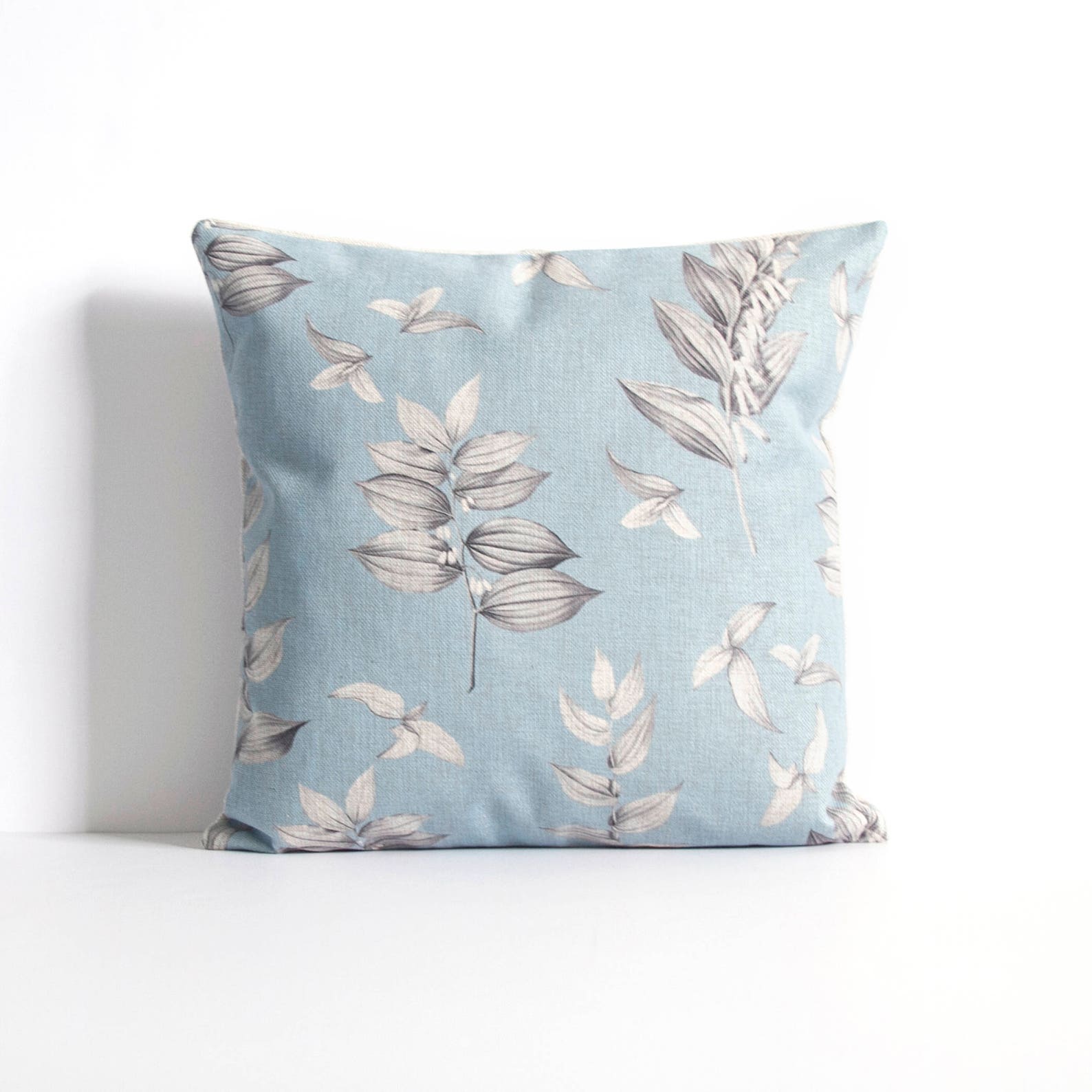 Blue Flower Pillow Cover Yellow Throw Pillow Decorative Etsy