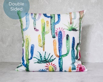 Cactus Pillow Cover: Colorful Cotton Throw Pillow, Double Sided