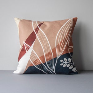 Abstract Leaves Pillow Cover, Abstract Beige Throw Pillow, Leaf Pattern Decorative Pillow Cover, Cushion Cover, Christmas Gift, Monstera image 1