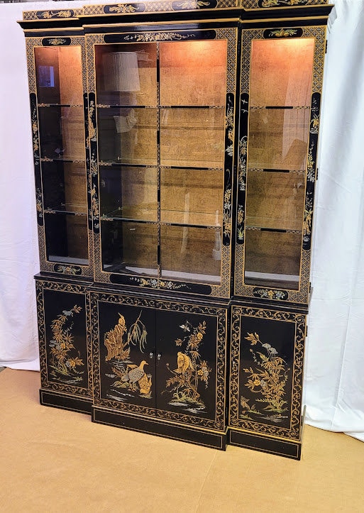 Vintage Drexel Heritage Asian Chinoiserie Black Lacquered