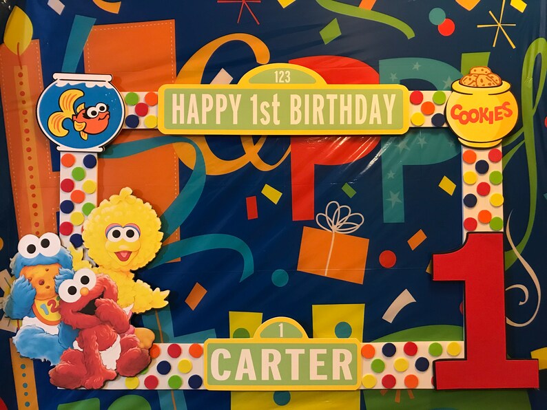 Baby Sesame Street Elmo Cookie Monster Birthday Party Photo Image 0