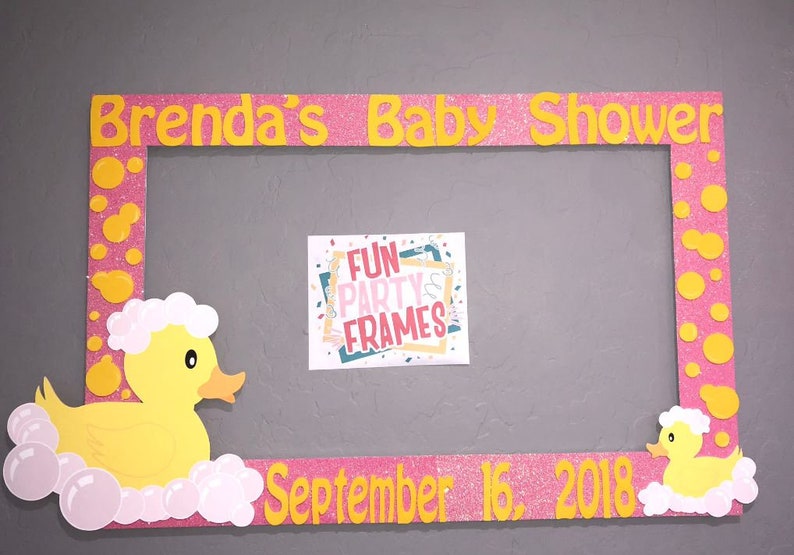 Rubber Duck Baby Shower Party Photo Booth Frame Pink Yellow