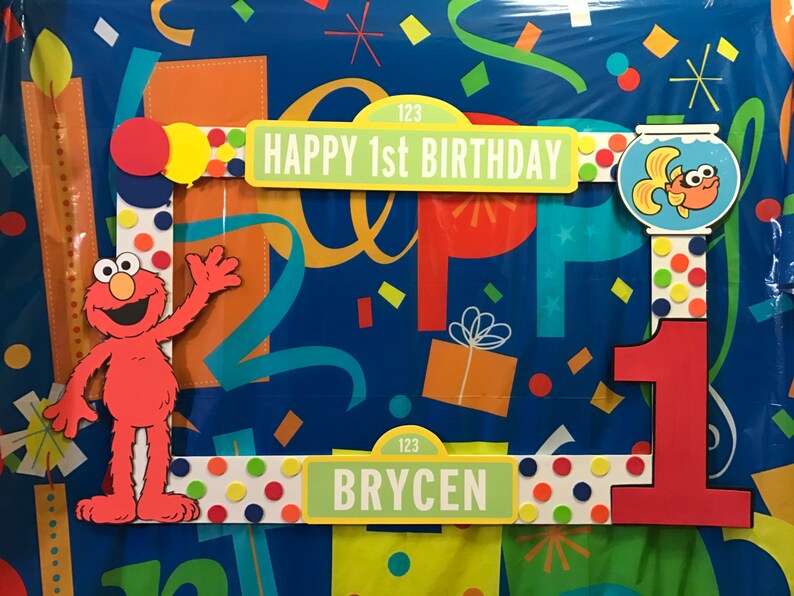 Sesame Street Elmo Birthday Party Photo Booth Frame Image 0