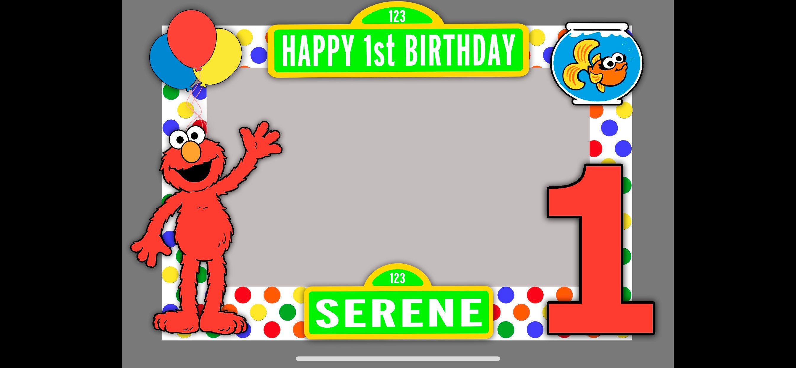 Elmo Birthday Party Frame Booth Selfie Sesame Street