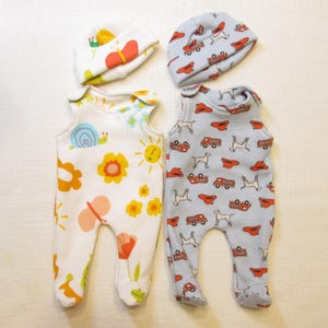 7&quot; Footed Overalls and Hat for Baby Doll 8&quot; Baby Doll OOAK Doll Clothes 7 inch Silicone Doll Clothing 8 inch Baby Doll Footed Overalls & Hat