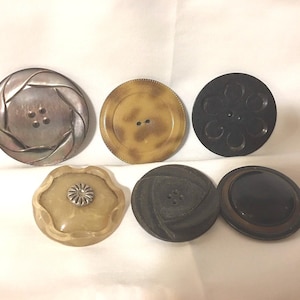 SALE! Group of 6 Extra Large  Antique BUTTONS! (Great assortment!)!!