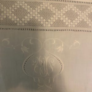 Beautiful Vintage MONOGRAMMED FLAT SHEET!