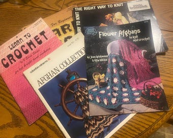 Nice Group/Lot of 5 VINTAGE AFGHAN & PATTERN Books!