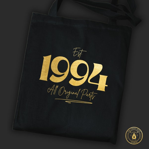 3Oth Birthday Tote Bag. Est. Original Parts 1994 Shoulder Bag. 30th Birthday gifts. Custom printed. Personalised Gift.