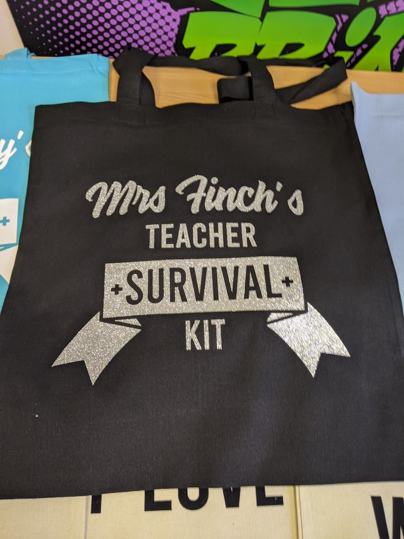 Teacher Survival Kit Cotton Tote Bag Personalised Gift for Etsy