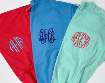 Monogrammed Comfort Color T-shirt, Embroidered Comfort Colors Tee, 1717