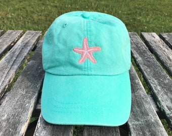 Starfish Monogrammed hat, Logo Hats, Starfish hat, Leather Strap, Monogrammed logo hat, Starfish