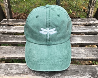 Dragonfly Monogrammed hat, Logo Hats, Dragonfly hat, Leather Strap, Monogrammed logo hat, Dragonfly