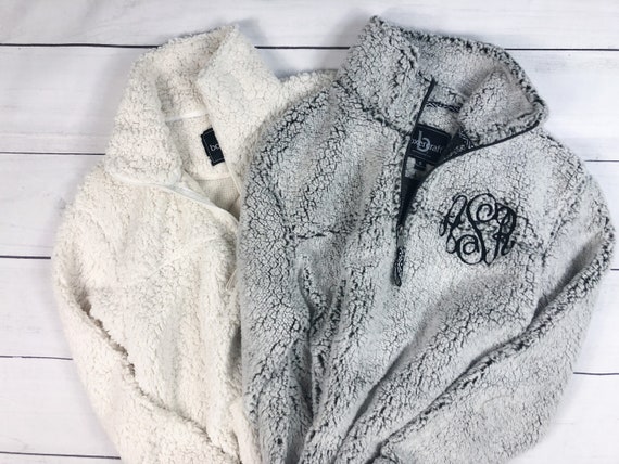 monogrammed sherpa pullover