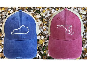 ALL 50 STATES, State Outline Hat, Trucker Hat, State outline Trucker,  State hat, State hat, State outline, State pride