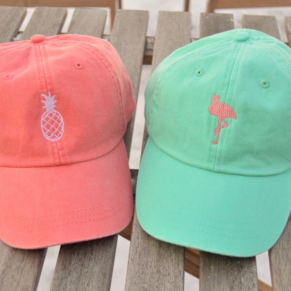 Monogrammed hat, Pink Flamingo Hat, Pineapple Hat, Monogrammed logo hat