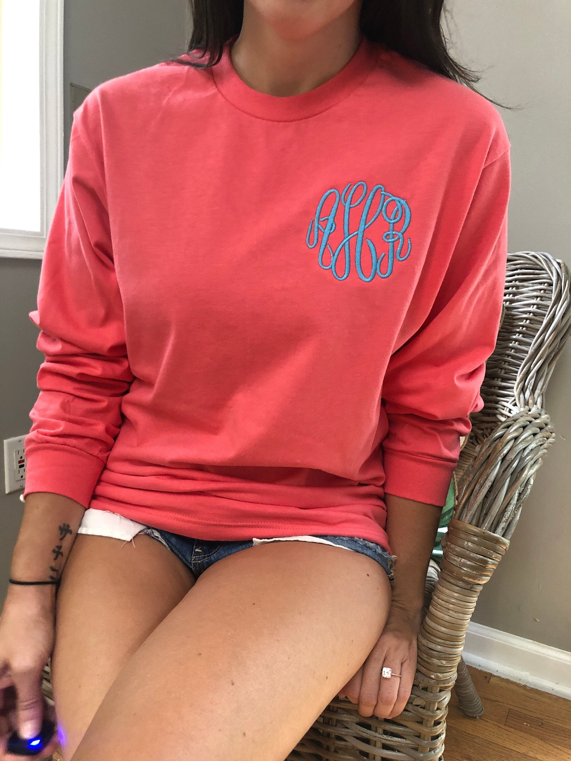 LONG Sleeve Monogrammed Tshirt, Monogrammed Tshirt, Long sleeve tshirt