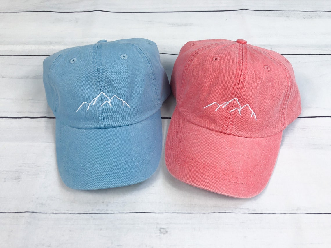 Mountain Hat Logo Hats Leather Strap Hat Embroidered Hat Etsy