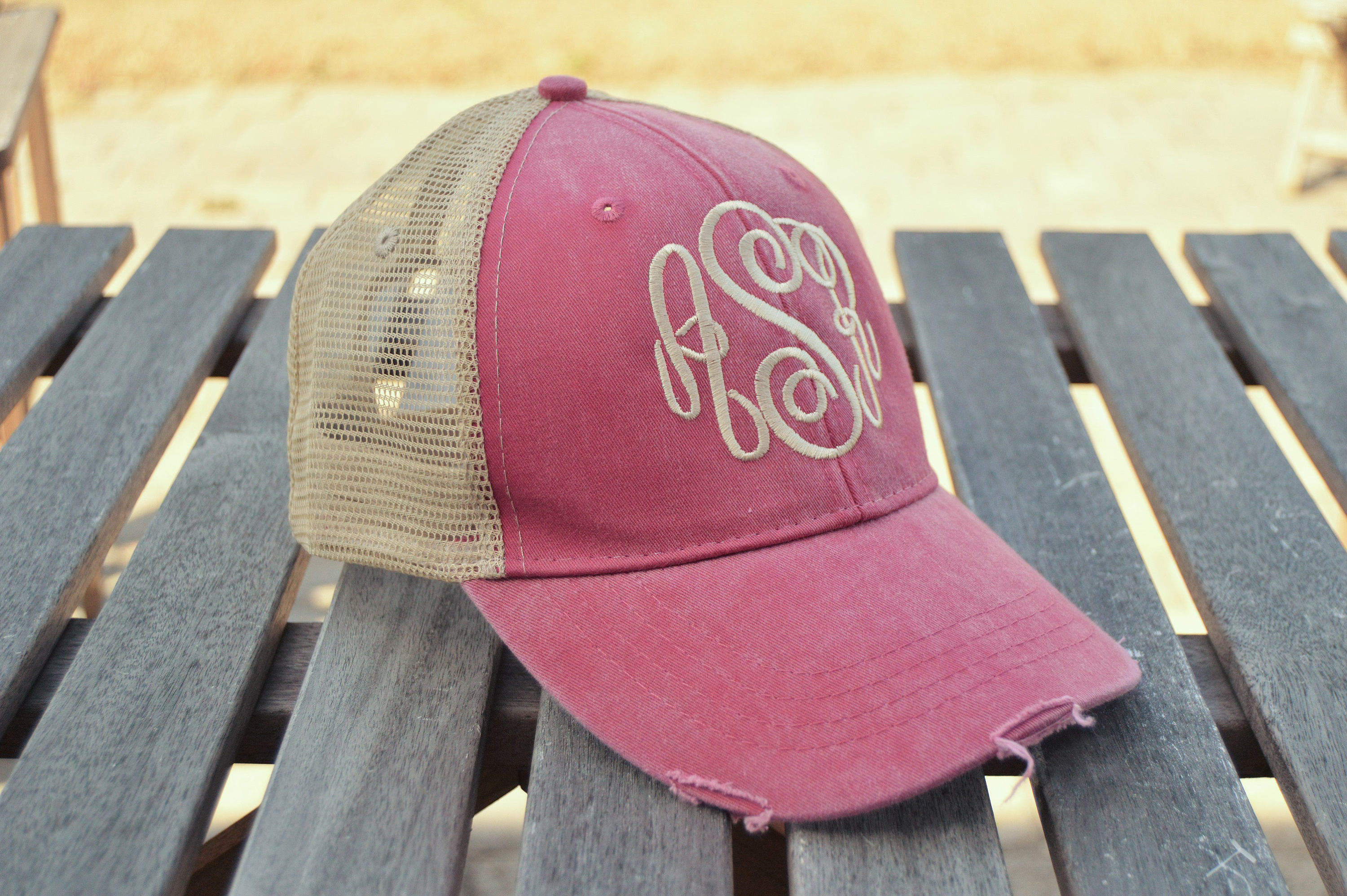 Monogrammed Trucker hat, Monogrammed baseball cap, Distressed Trucker…