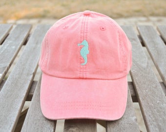 Monogrammed hat, Seahorse Hat, Pineapple hat, Monogrammed logo hat, Beach hat, monogram seahorse, monogrammed seahorse, pineapple cap, beach