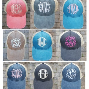 Monogrammed Trucker hat, Monogrammed baseball cap, Distressed Trucker Cap, Womens Hat, Monogram Trucker cap, Trucker hat, Gifts for women image 6