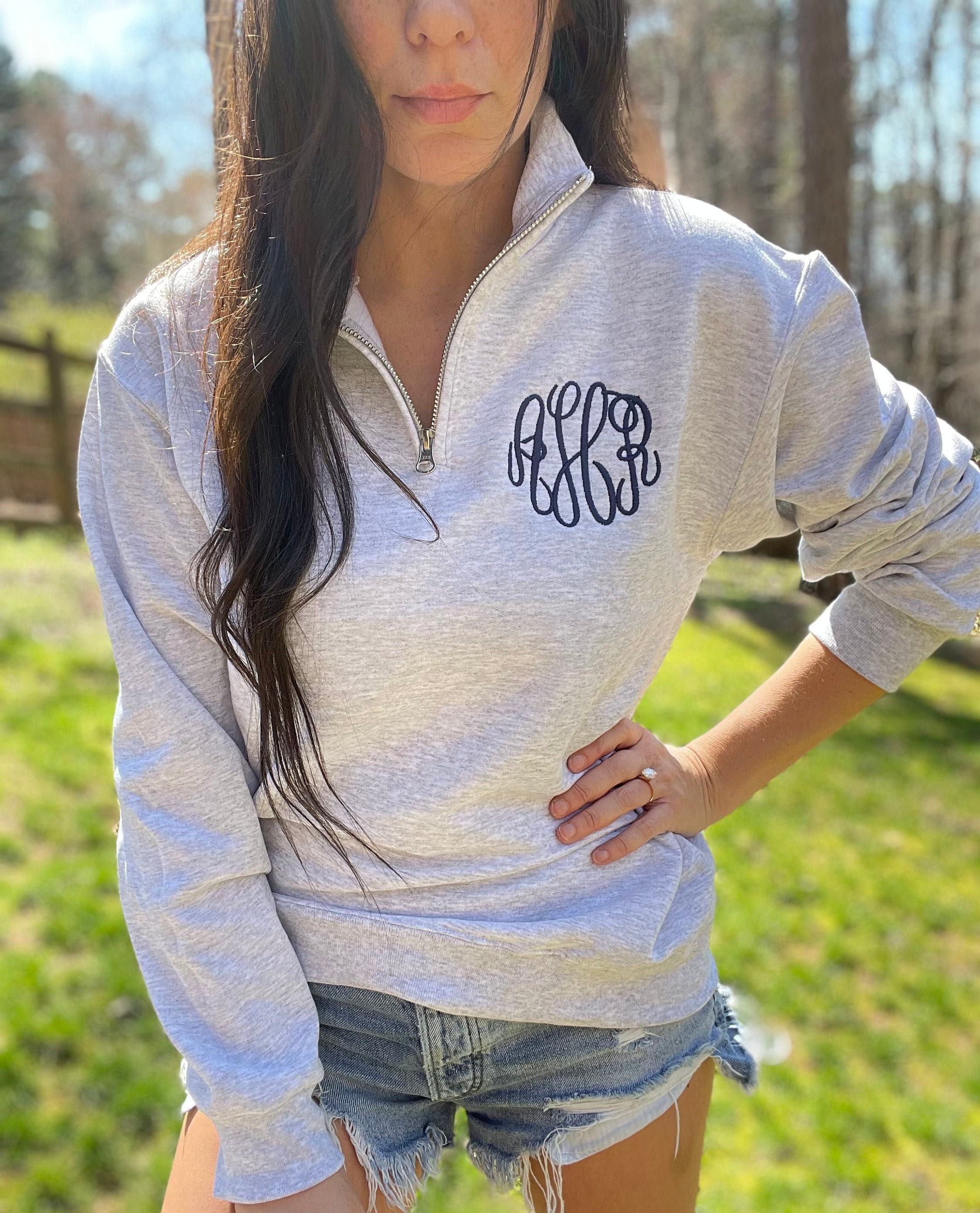 Monogrammed Quarter Zip Sweatshirt, Monogrammed Sweatshirt, Quarter Z…