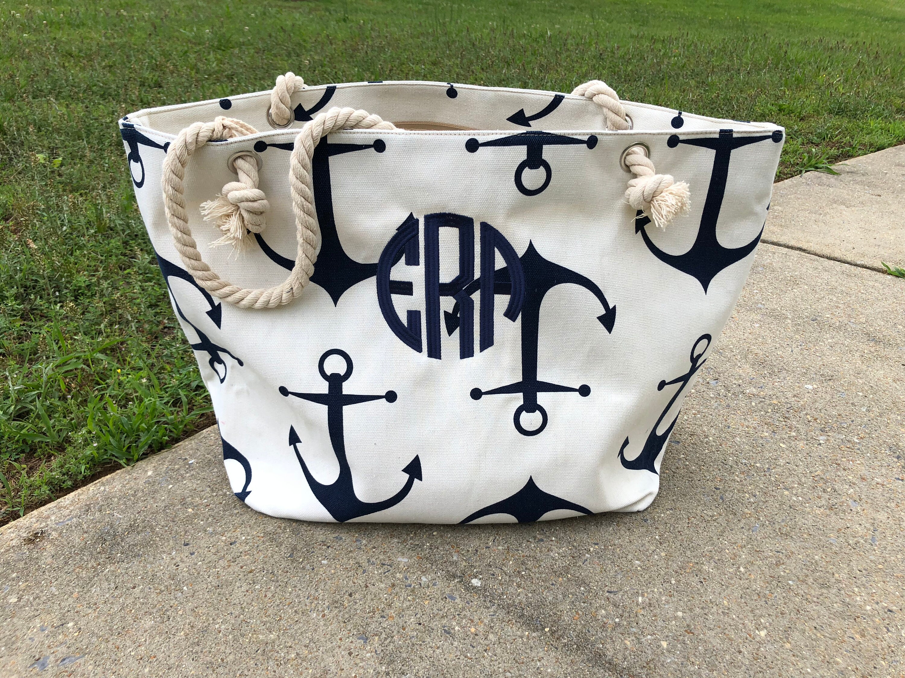 monogrammed mega beach bag