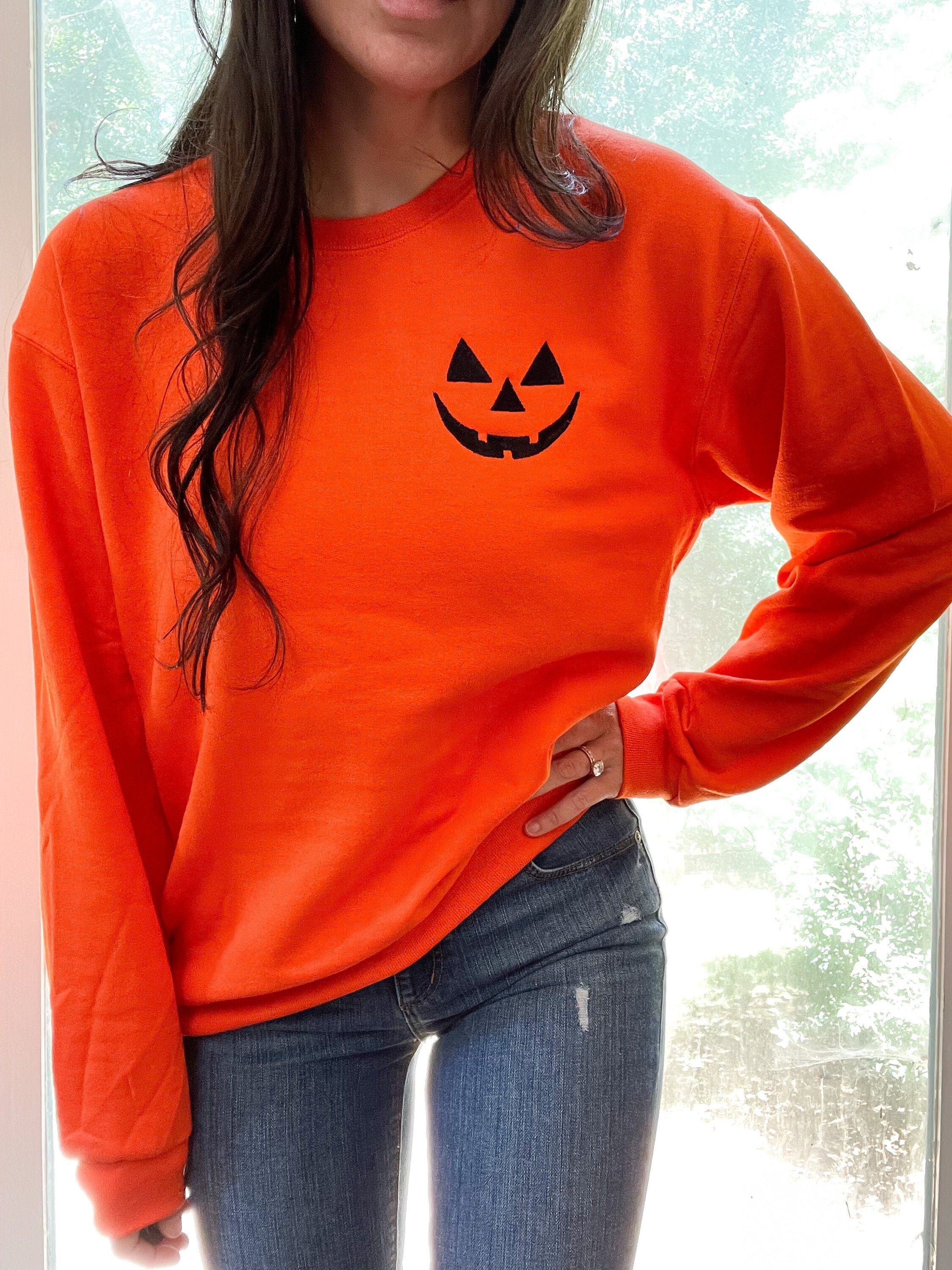 Pumpkin sweatshirt, Fall Sweatshirt, Halloween Sweatshirt, Embroidere…