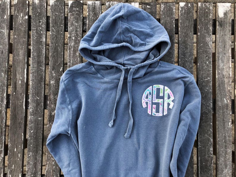 Monogrammed Sweatshirt Hooded Pullover Comfort Colors Etsy