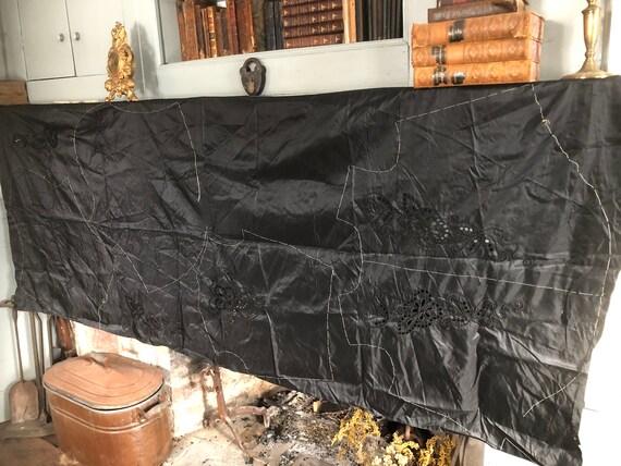 Vintage Victorian 1890's black silk taffeta uncut