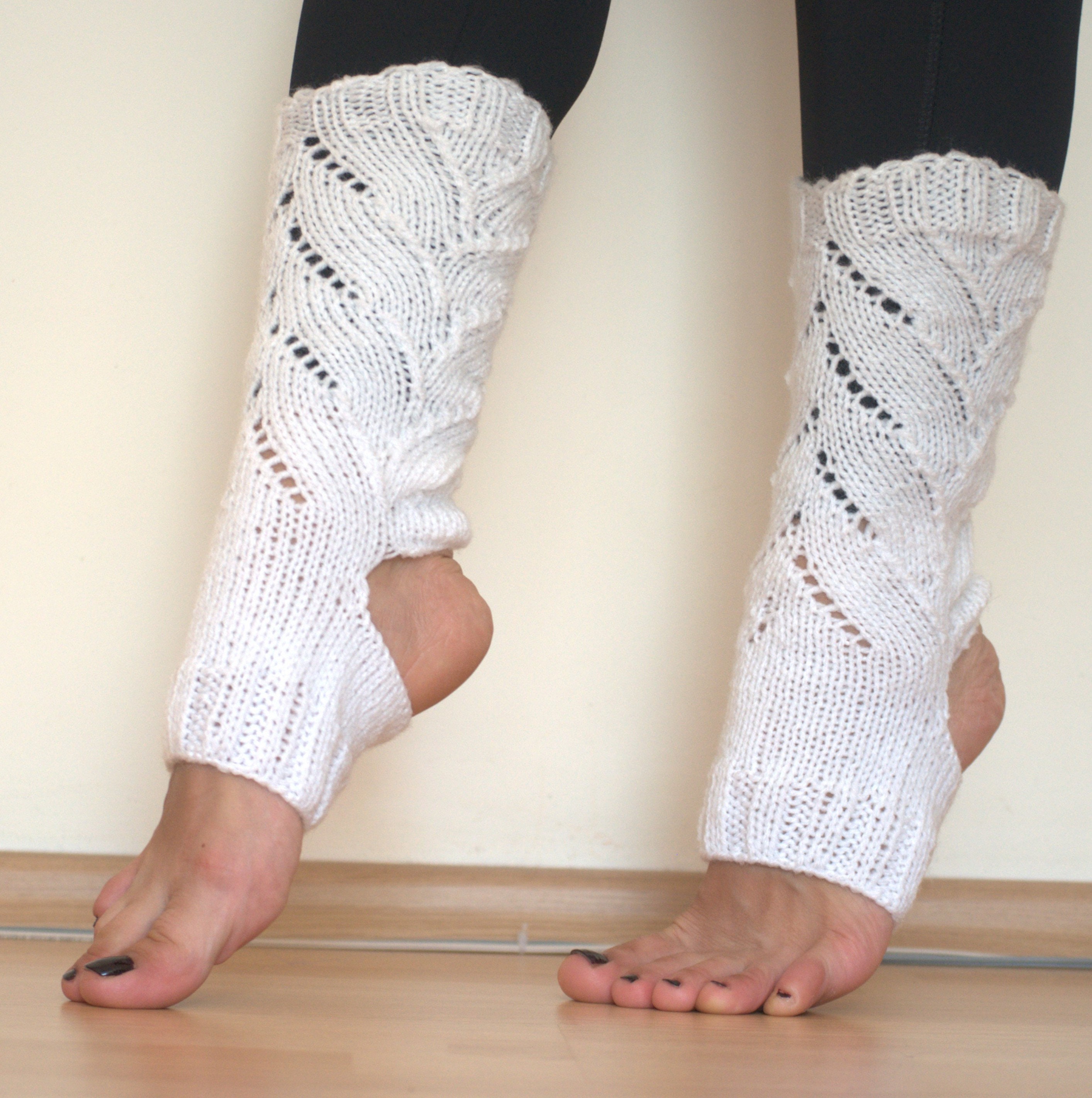 Pure White Knit Yoga Socks Milky White Lace Knit Dance Etsy