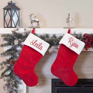 Personalized Traditional Family Christmas Stockings, Embroidered Names