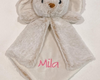 Personalized Bunny Lovey Blanket, Embroidered Baby Security Blanket