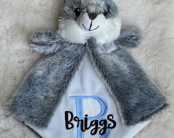 Personalized lovey blanket, baby lovey, animal blanket, personalized lovey security blanket, wolf lovey, wolf blanket, lovey stuffed animal