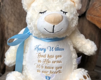 Personalized, Embroidered, Angel Bear, Stuffed Animal, Keepsake, Name, Custom Message, Loss, Remembrance, Miscarriage, Stillborn Gift