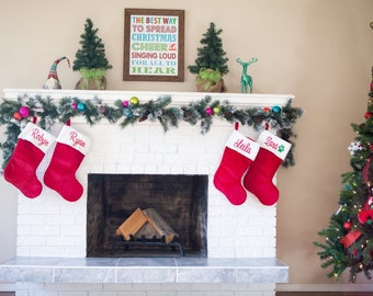 Personalized Christmas Stockings - Red Stockings - Name Stockings - Embroidered Stockings - Traditional Stockings - Plush Stockings