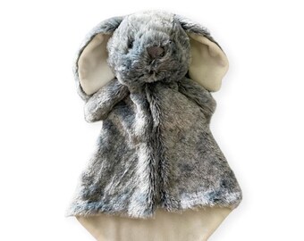 Personalized Grey Bunny Lovey, Embroidered Baby Security Blanket