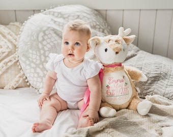 Personalized Embroidered Stuffed Animal, Birth Stat Keepsake Plush Toy