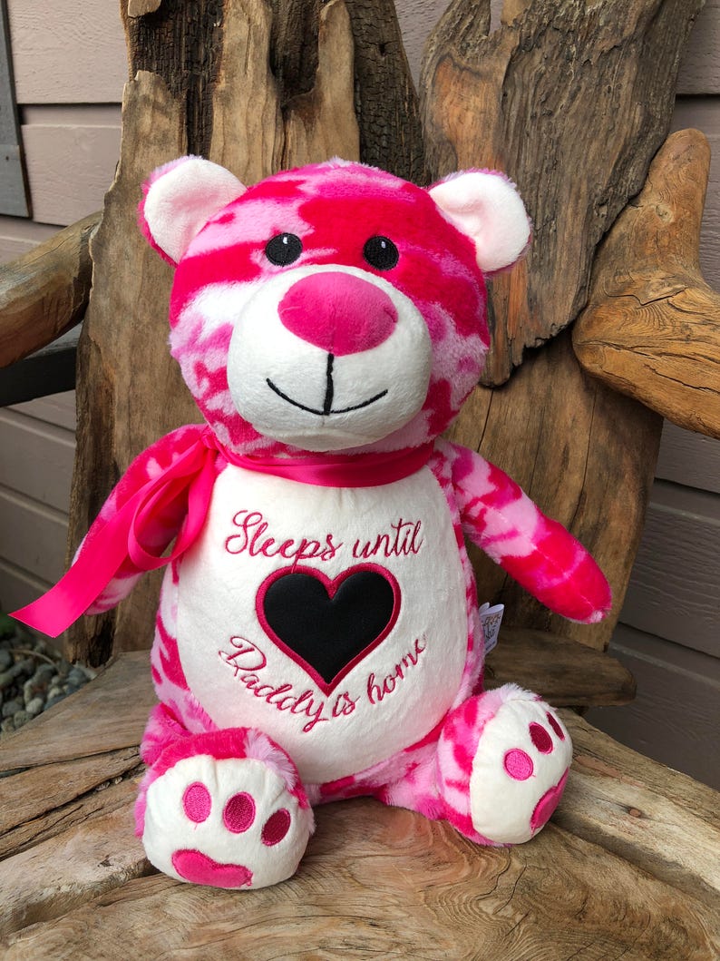 pink camo teddy bear