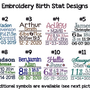 Personalized embroidered birth announcement animal, baby stat gift, new baby gift image 5