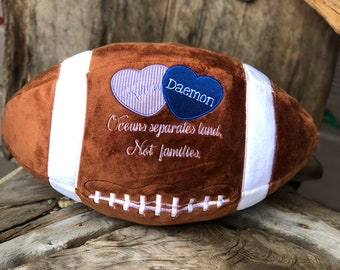 Souvenir de football brodé personnalisé - Monogramme, statistiques de naissance, nom, message personnalisé