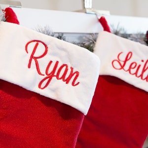 Personalized Christmas Stockings - Red Stockings - Name Stockings - Embroidered Stockings - Traditional Stockings