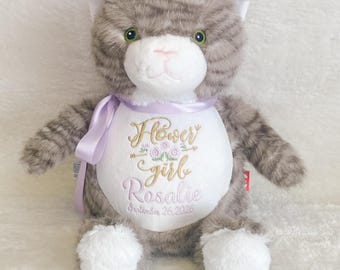 Personalized Embroidered Stuffed Animal, Birth Stat Keepsake Baby Gift, Wedding Gift
