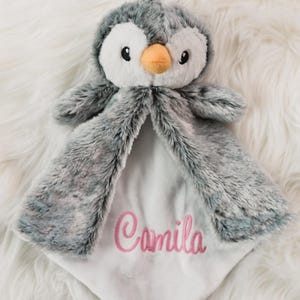 Personalized lovey blanket, baby lovey, animal blanket, personalized lovey security blanket, penguin lovey, penguin blankie