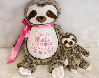 Personalized Stuffed Animal, Sloth Keepsake Gift