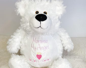 Personalized Stuffed Animal, Personalized Bear, Polar, Birth Announcement, Embroidered Animal, Birth Stat Animal, Embroidered Stuffed Animal