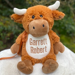 Personalized Stuffed Animal, Personalized, Highland Cow Stuffed Animal, Embroidered Stuffed Animal, Birth Announcement, New Baby gift