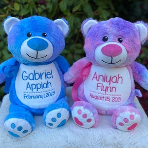 Personalized Stuffed Animal, Personalized Bear, Birth Stat Animal, Bear Stuffed Animal, Birth Announcement, Embroidered, New Baby Gift