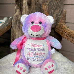 Personalized Stuffed Animal, Personalized Bear, Birth Announcement, Embroidered Stuffed Animal, Birth Announcement, Embroidered Animal