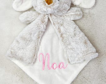 Personalized Animal Lovey, Embroidered Baby Security Blanket, Keepsake Gift